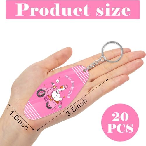 20Pcs Silly Goose Keychain Pink Cute Funny Key Rings Novelty Gifts