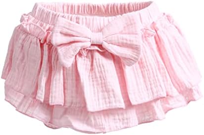 Newborn Baby Girl Cotton Skirt with Built-in Shorts and Bows