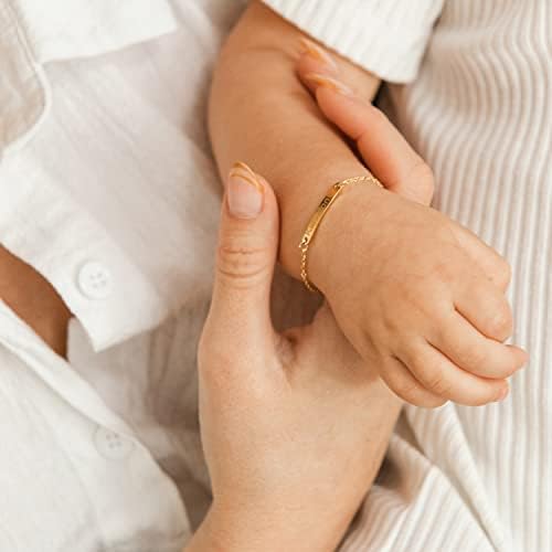Personalized Baby Name Bar ID Bracelet 16k Gold Plated