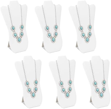 MOOCA White Faux Leather MDF Jewelry Display Stand Set of 6