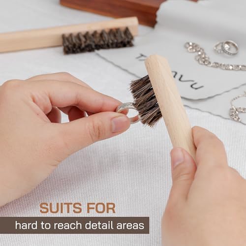 TAKAVU Horsehair Detail Brush Set for Silverware and Jewelry