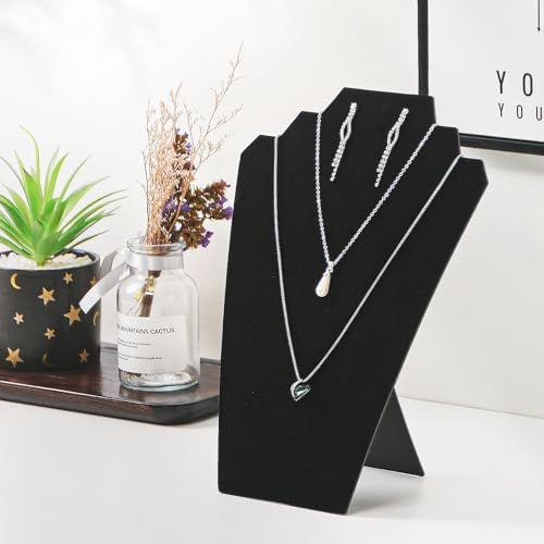 4pcs Set Velvet Black Foldable Necklace Display Stand