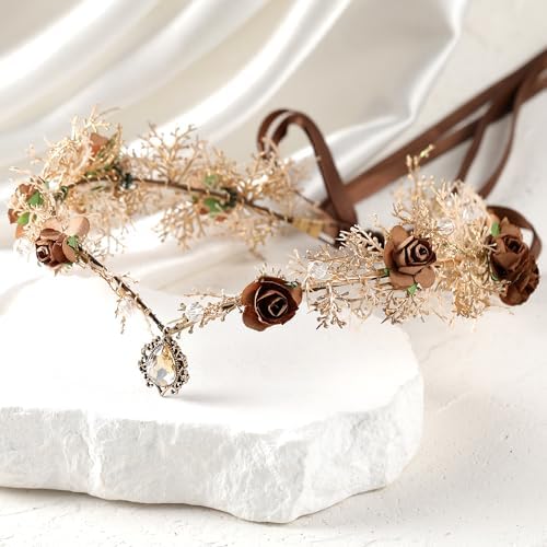 MOSTORY Fairy Flower Crown for Women - Woodland Elf Headwear Costume Accessory