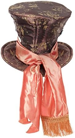 Disney Mad Hatter Top Hat with Peacock Feather and Satin Scarf