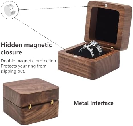 Exquisite Wooden Ring Box with 2 Slots Black