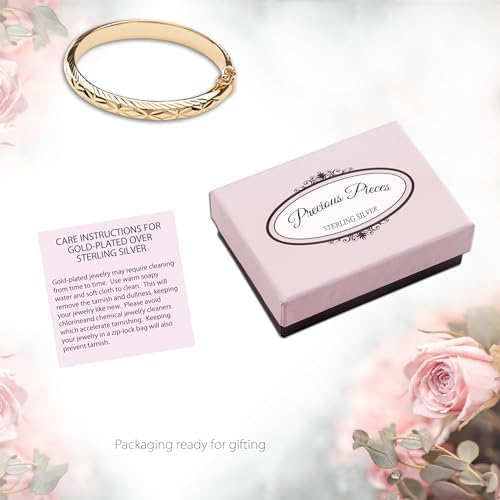 Precious Pieces 14K Gold-Plated Bangle Bracelet for All Ages