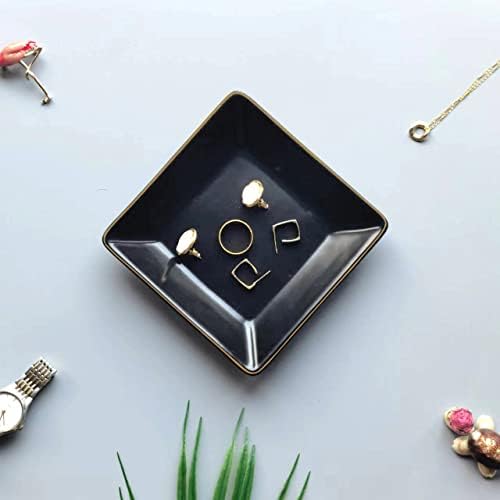 Hankor Ceramic Jewelry Dish Tray 47 Inch Black