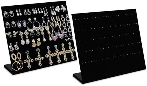 MOOCA 2 Pcs Black Velvet Earring Display with Easel Stand