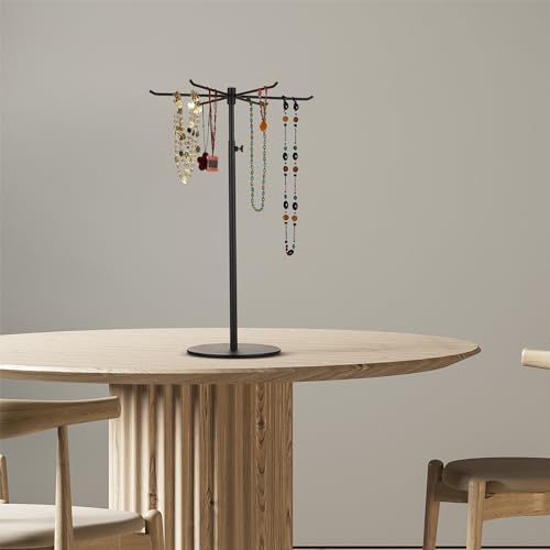Adjustable Height Rotating Jewelry Display Stand - Matte Black 1 Pack