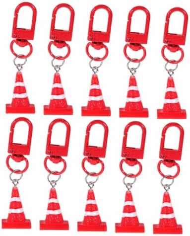 Kisangel 5pcs Resin Traffic Cone Keychain Pendant Set