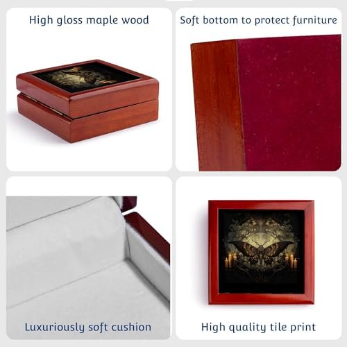 Gothic Moth Jewelry Box with Glowing Candles Design