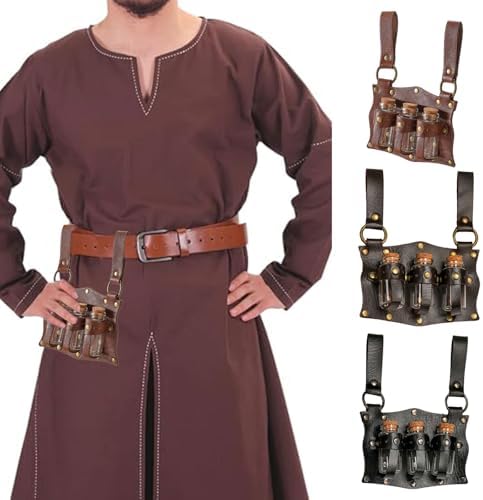 Medieval Witch Potion Belt Pouches Handmade Faux Leather