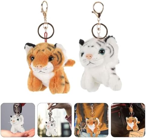 4pcs Plush Tiger Keychain Stuffed Animal Keyring Pendant for Backpacks Handbags Presents