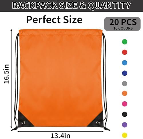 COIDEA 20Pcs Drawstring Bags for Sports Gym Travel