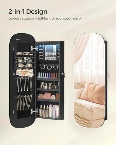 SONGMICS Jewelry Organizer Cabinet with LED Mirror
