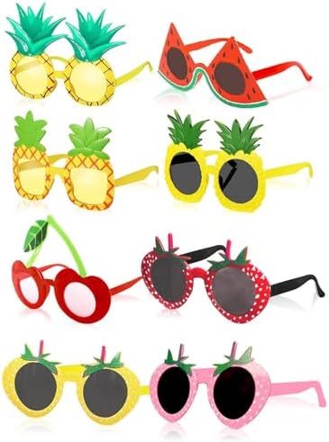 8Pcs Funny Tropical Sunglasses for Luau Party