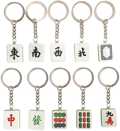 10 Pieces Resin Mahjong Key Chains Set for Women Birthday Party