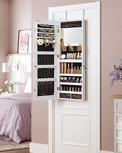 SONGMICS Jewelry Armoire with Lighted Mirror and 2 Drawers