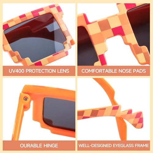 16 Pack Pixel Sunglasses for Birthday Parties and Gaming Events