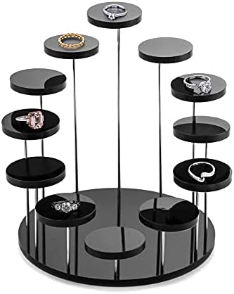 QWORK 12 Tier Acrylic Jewelry Display Stand Black