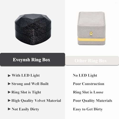 Luxury LED Lighted Engagement Ring Box Heart Shaped Elegant Starry Sky Display Case