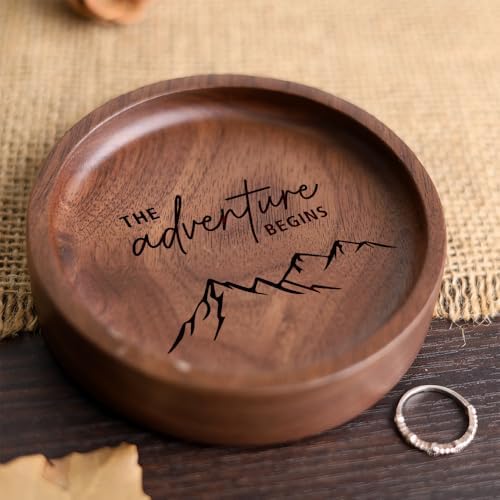La Boda Wooden Ring Tray Engraved Wedding Ring Holder for Couples