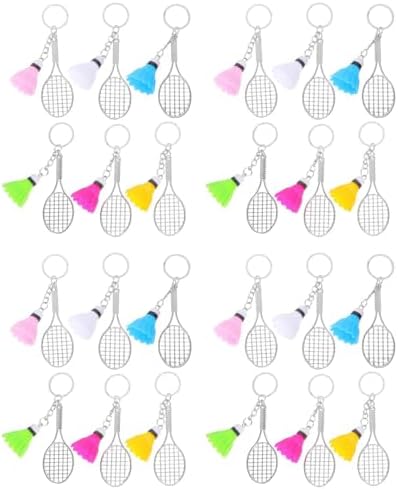 LUOZZY 24 Pcs Mini Alloy Badminton Keychain Set