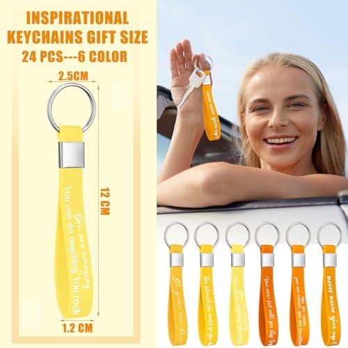 Sasylvia 24 Pcs Inspirational Quote Keychains for Women Men Girls Gifts