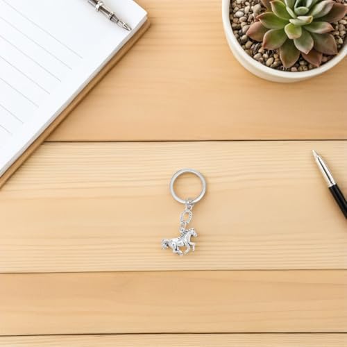 TIKTOLA 10pcs Horse Year Keychain Metal Keyring Silver