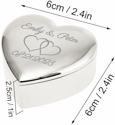 Personalized Heart Shaped Ring Box with Name and Date