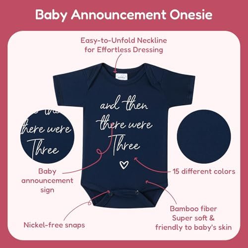 And Then There Were Three Funny Pregnancy Announcement Bodysuit