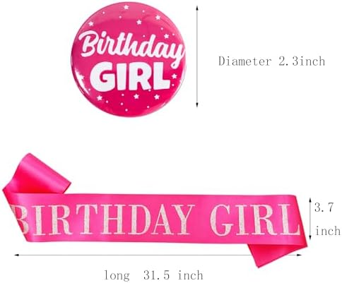 Birthday Sash Badge for Girls Silver Glitter Letter Tinplate Pin