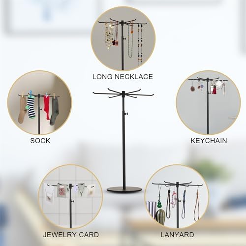 Adjustable Height Rotating Jewelry Display Stand - Matte Black 1 Pack