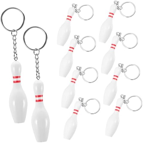Toyvian Bowling Pin Keychains for Bags and Keys