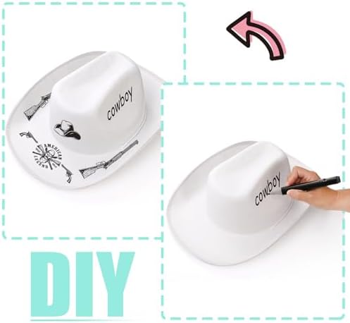 Dicunoy Pack of 4 White Cowboy Hats for Men Women Teens