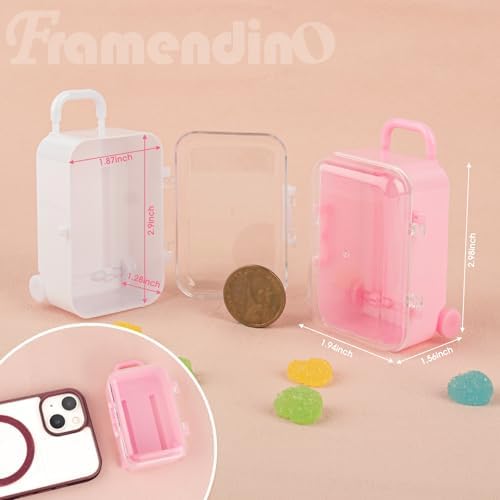 Framendino 8 Pack Plastic Mini Suitcase Jewelry Boxes
