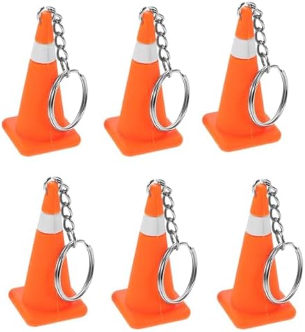 LOGOFUN 6pcs Mini Traffic Cone Keychains for Girls Schoolbag Accessories