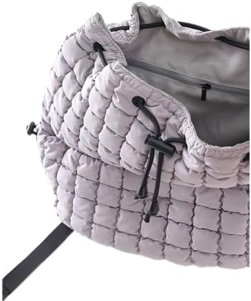 VAKAER Lightweight Quilted Hiker Backpack for Women Light Gray