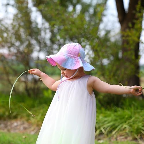 Baby Girls Sun Hat with Cute Flower Tie Dye Design