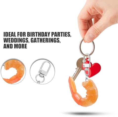 LOGOFUN 20 Pcs Fake Shrimp Keychains for Bags and Backpacks