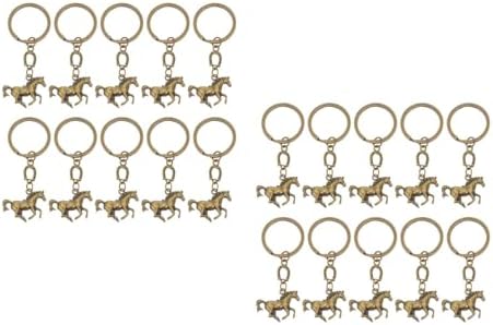 LUOZZY 20pcs Horse Year Keychain Metal Keyring with Horseshoe Design