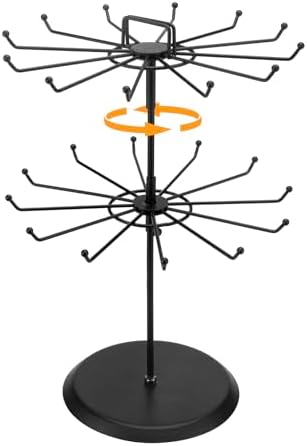 MyGift 2 Tier Rotating Jewelry Stand with 24 Hooks