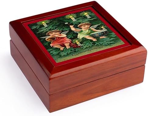 3dRose Decorative Jewelry Box with Angel Candle Lit Tree Scene