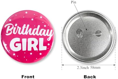Birthday Sash Badge for Girls Silver Glitter Letter Tinplate Pin