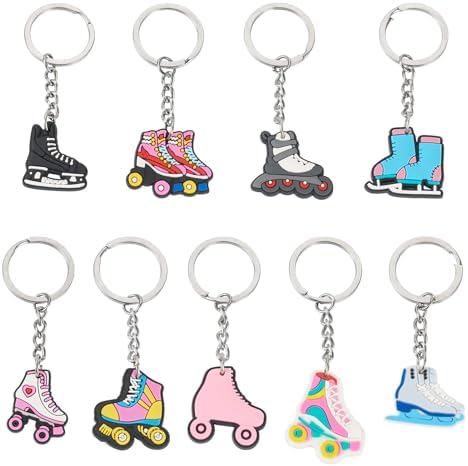 9Pcs Ice Skate Keychains for Backpack Car Keys Party Favors Gifts