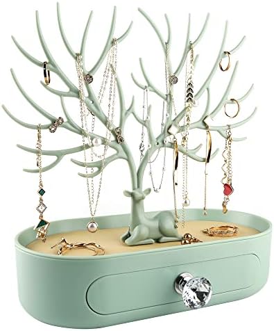 MORELESS Antlers Jewelry Display Stand with Drawer and Crystal Handle