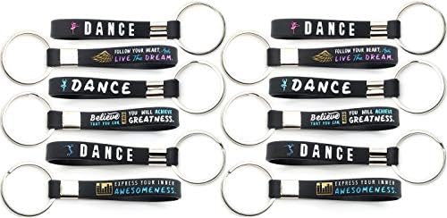 12-Pack Dance Keychains with Motivational Quotes
