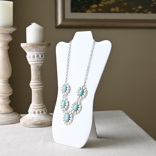 MOOCA White Faux Leather MDF Jewelry Display Stand Set of 6