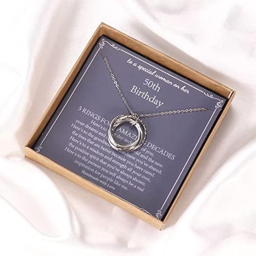 60th Birthday Necklace for Women Sterling Silver Chain Circles