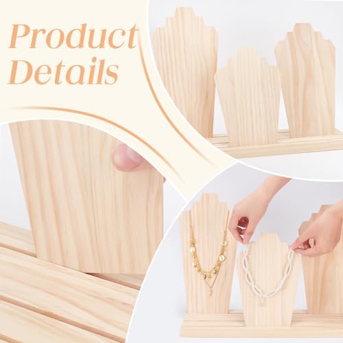 PH PandaHall 3-Row Wood Necklace Display Stand